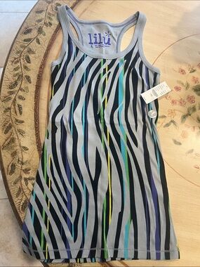 Lilu Gray Racerback Tank with Multicolor Stripes (Pacsun) size L